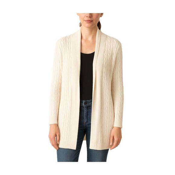 Classic Elements size 22 cable knit open cardigan. Light cream in color. - Picture 1 of 8